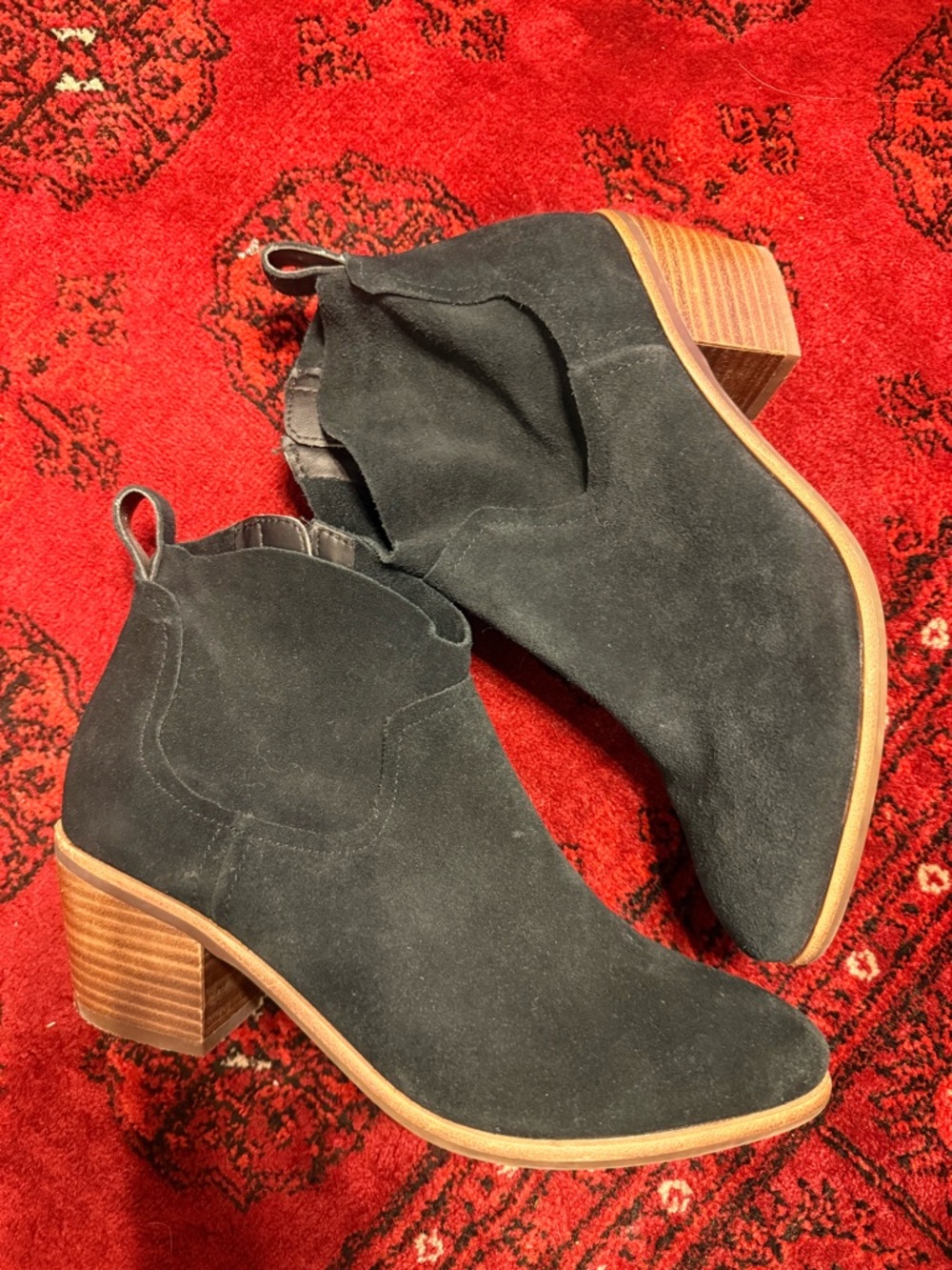 UGG Black Suede Ankle Booties with Side Zip